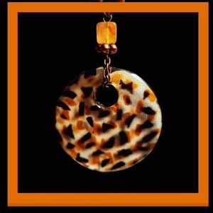 Vintage Tiger Eye Medallion Gemstone Necklace With Amber And Agate Beads